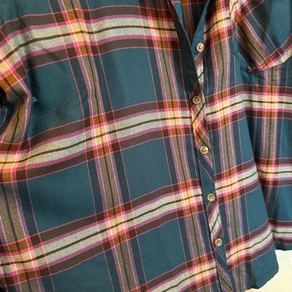 Maurices Teal & Pink Plaid Button-Up Flannel Shirt – Women’s XL - Picture 3 of 7